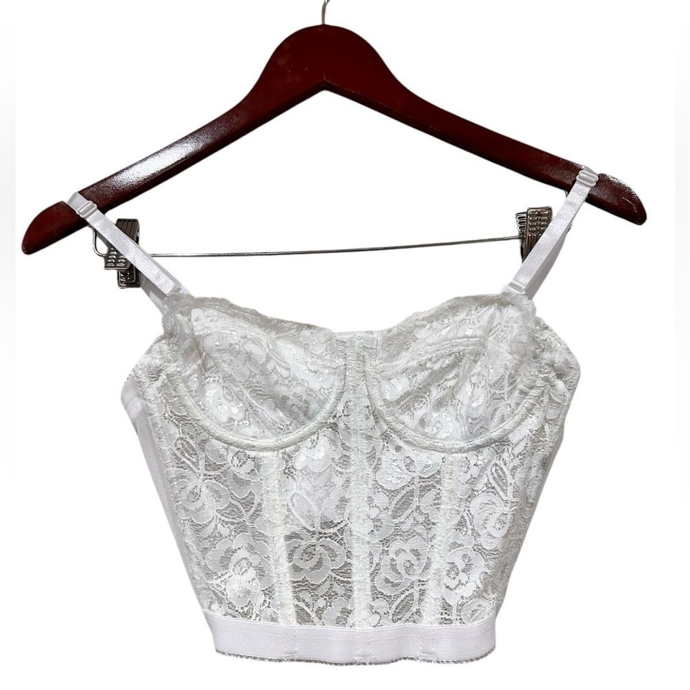 Unbranded 32C Bra Corset Ballonet White Top 90s Y2K Fairycore Vintage Bride - Picture 2 of 5